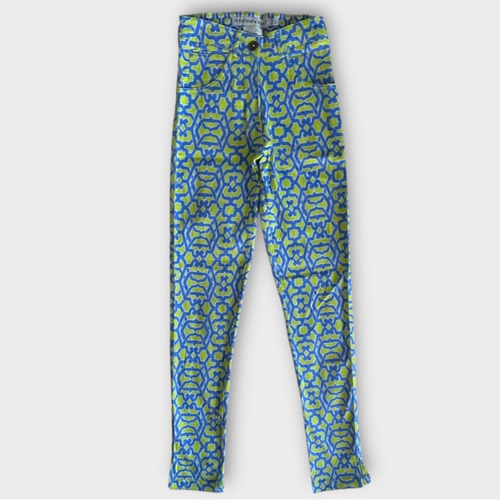 Gretchen Scott Jeans Pants XXS 2XS Shrimp Blue Green Gripe Less Rio Gio Stretch